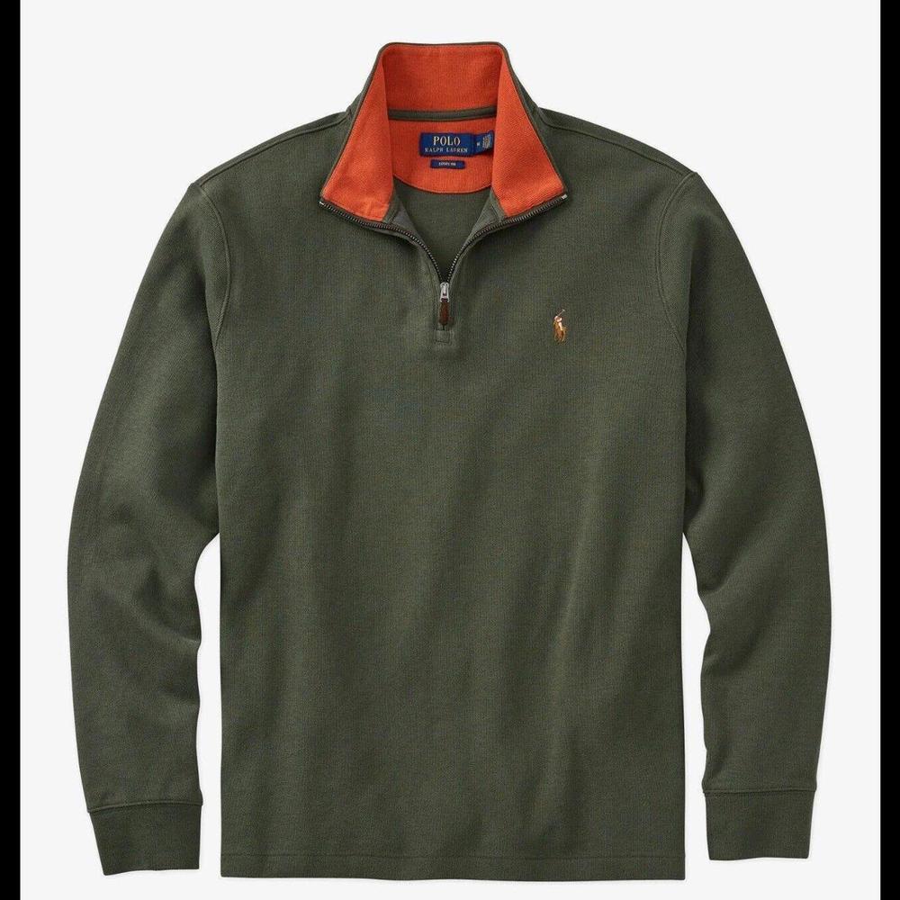 Polo Ralph Lauren Men’s Green Estate Rib Cotton Half Zip Pullover XL